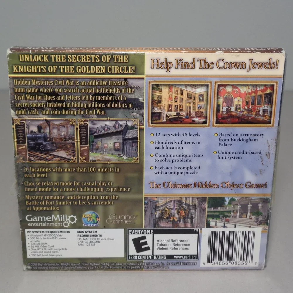 CIVIL WAR / BUCKINGHAM PALACE New PC CD-ROM Video Game / Hidden Mysteries